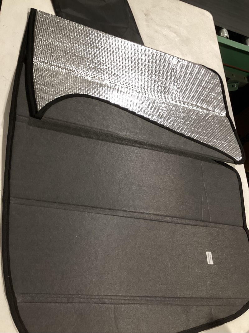 Condition photo showing Good Condition for custom fit car sun shade windshield | sun visor | car window shades | fold up front sunshade visor silver & grey 1-pc set