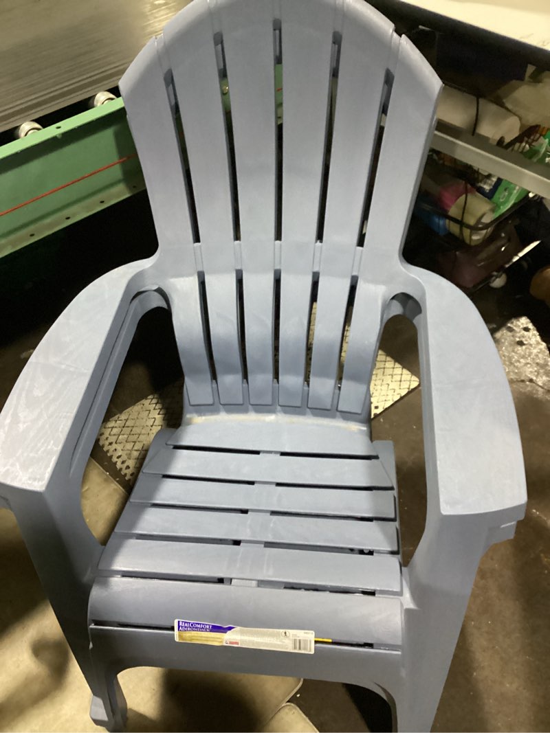 Condition photo showing Good Condition for only one.. adams patio stackable bluestone plastic frame stationary adirondack chair with slat seat