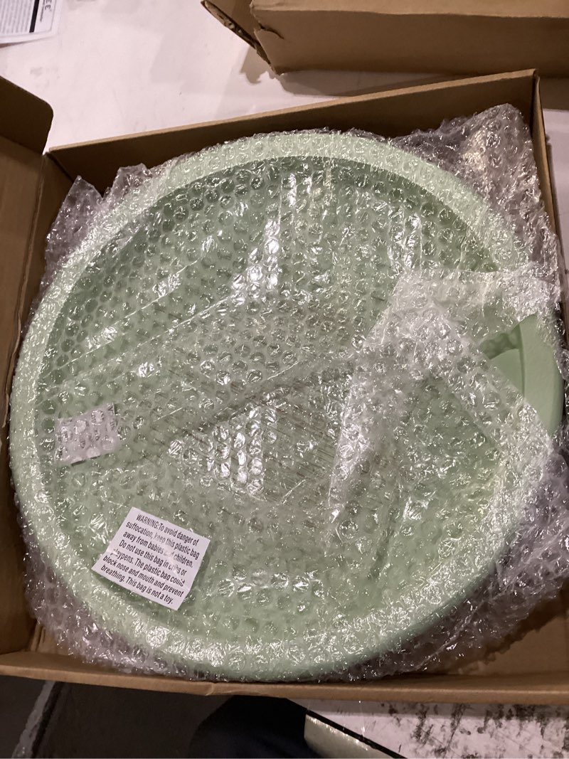 Condition photo showing New/Like New for kuledm handmade wooden decorative tray, small beaded coffee table tray decor, sage round serving tray for coffee table, dining room table entryway and living room table