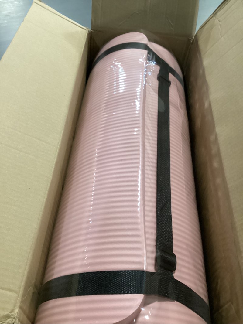 Condition photo showing Good Condition for BalanceFrom Yoga Mat 1-Inch Extra Thick High-Density Exercise Mat with Non-Slip Surface & Carry Strap for Men & Women Tear-Resistant Pilates Workout Mat for Home Gym, Floor Fitness, Multiple Colors Pale Pinkish