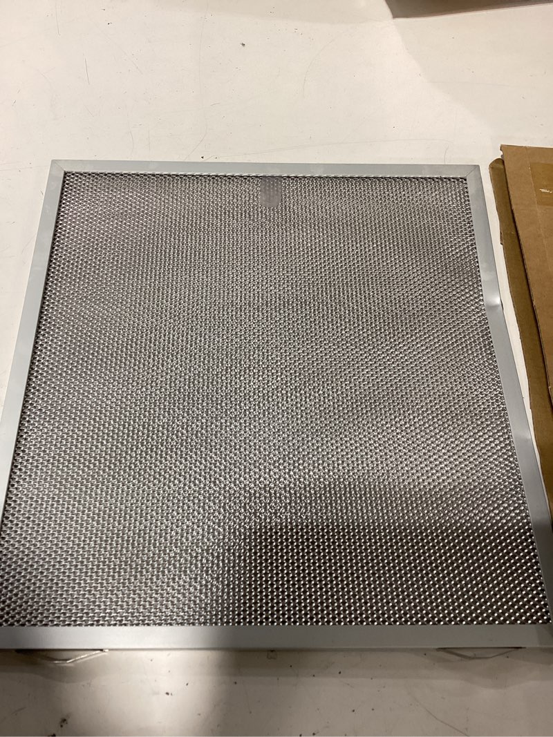 Condition photo showing As Is for 2 pcs 12-7/8 x 13-3/4 x 3/8 inches aluminum mesh range hood grease filter compatible with broan-nutone range hood bksa1 bnsc1 ten1 ahsa1 nksa2 bksa2 vbnsa1 replace#: s99010436