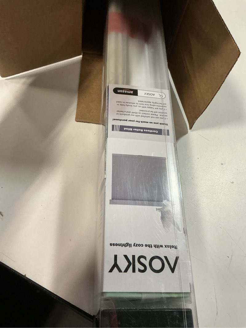 Condition photo showing Good Condition for AOSKY Blackout Roller Shades Cordless Blinds for Windows, Free-Stop Shades with Valance, Thermal Insulated Fabric, UV Protection, Natural Woven Blinds for Home (18" W x 72" H, Linen Beige Linen Beige 18"W x 72"H