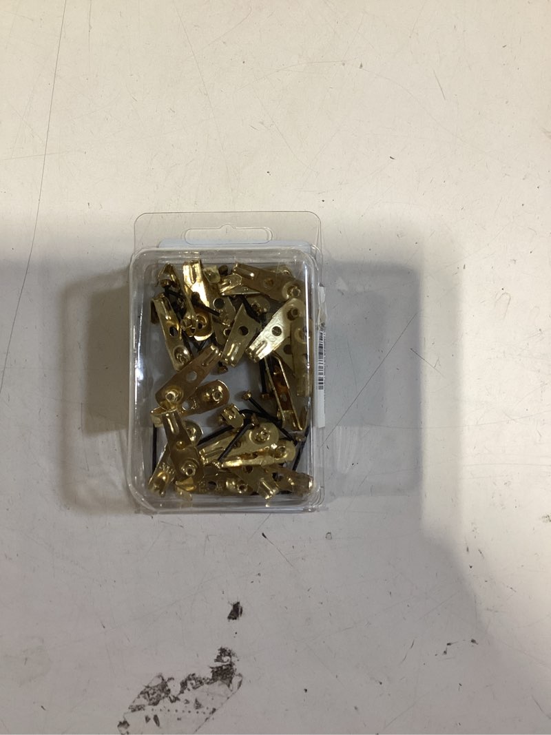 Condition photo showing As Is for hillman picture hangers value pack brass 30 lbs (25 piece)