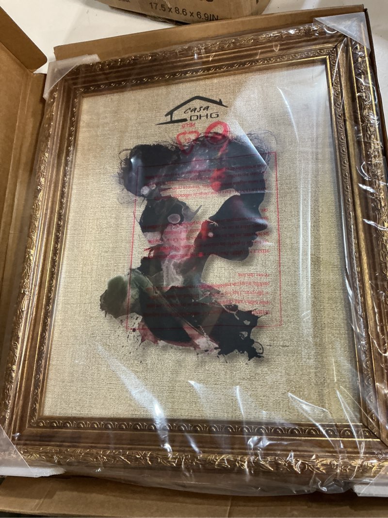 Condition photo showing New/Like New for 11x14 vintage picture frame, antique photo frames, retro design with 8x10 mat vintage frames for home, office and wedding decor, gold