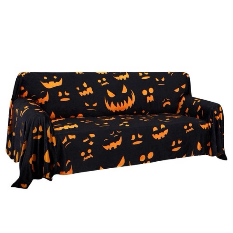 Easy-Going 80X133 inches Halloween Sofa Cover, Jacquard Velvet Oversized Couch Slipcover for 3 Cushi