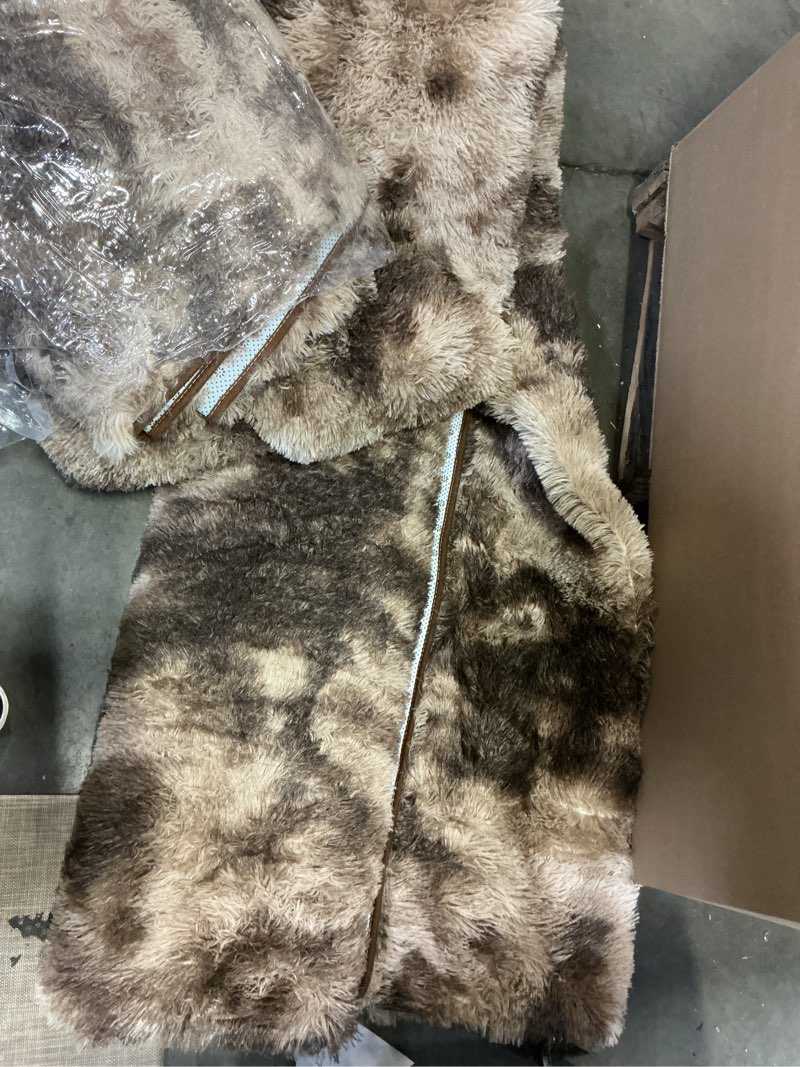 Condition photo showing Good Condition for yongyangjuxin fluffy rug shag area rug, mottling brown 8x10 area rugs for living room, large shag area rugs for bedroom kids room home decor, upgrade anti-skid rectangular fuzzy rugs 8' x 10' (rectangular) mottling brown