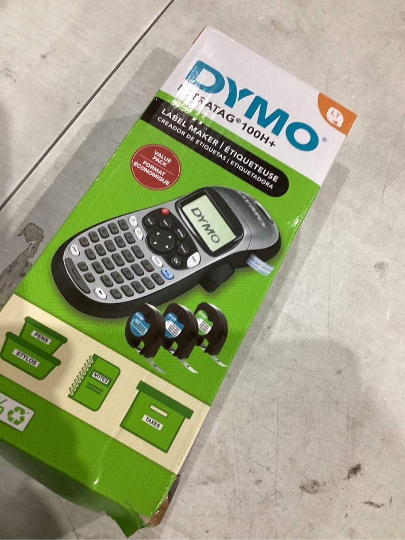 Condition photo showing New/Like New for DYMO Label Maker Machine with Tape - 100H LetraTag Handheld, Comes with 3 LT label tapes. Great for Home & Office Organization