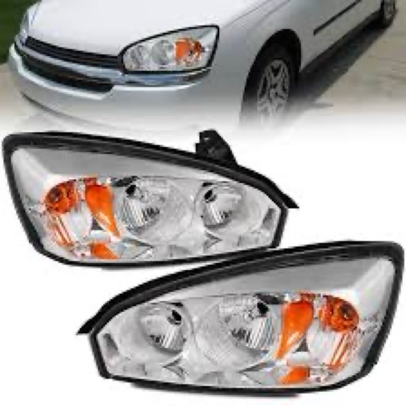 MOSTPLUS Headlight Assembly Compatible with 2004 2005 2006 2007 2008 Chevy Malibu Front Lamp with Chrome Housing/Clear Lens/Amber Reflector