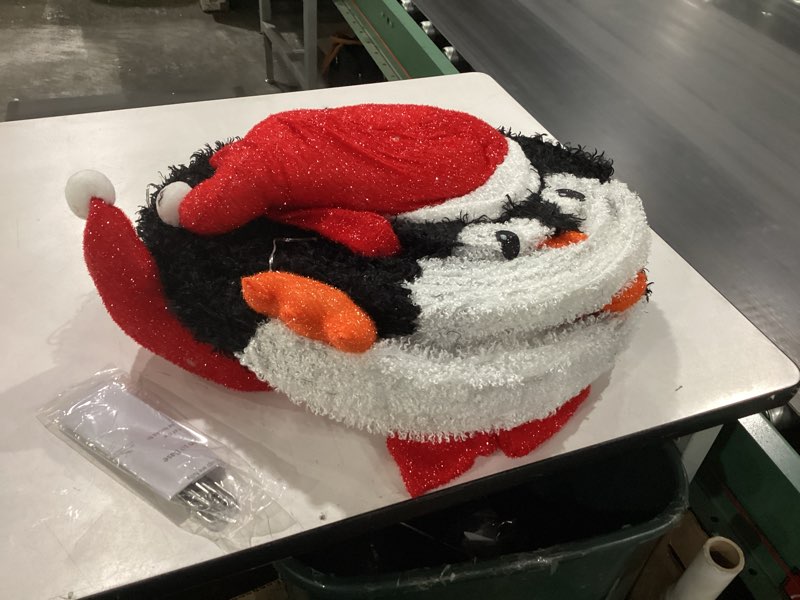 Condition photo showing New/Like New for 2 pcs lighted penguin christmas decorations outdoor, 3ft & 2ft pop up collapsible holiday yard decor with 150 led lights, santa hats, weather-resistant christmas lawn display