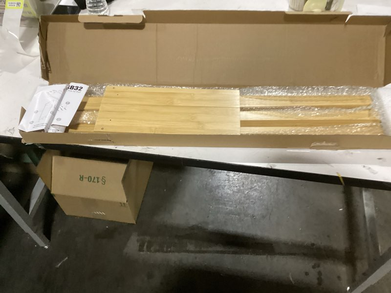 Condition photo showing Good Condition for IIIOIIIA Bamboo Over The Stove Spice Shelf for Kitchen Storage, 31.5" Kitchen Spice Rack Organizer Stove Top Shelf with 6 Hooks, 11.4" Height Extra Storage Countertop, Easy to Assemble 30" Bamboo