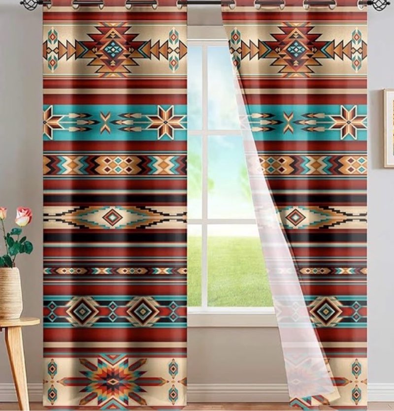 Onecmore Blackout Brown Window Curtain Southwest Native American for Bedroom Living Room Indian Trib