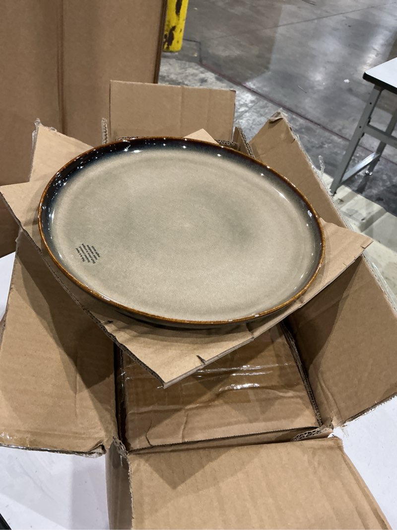 Condition photo showing Good Condition for theterra ceramic dinnerware sets for 4, 12 pieces handmade reactive glaze plates and bowls set, scratch resistant dish set, oven & microwave & dishwasher safe