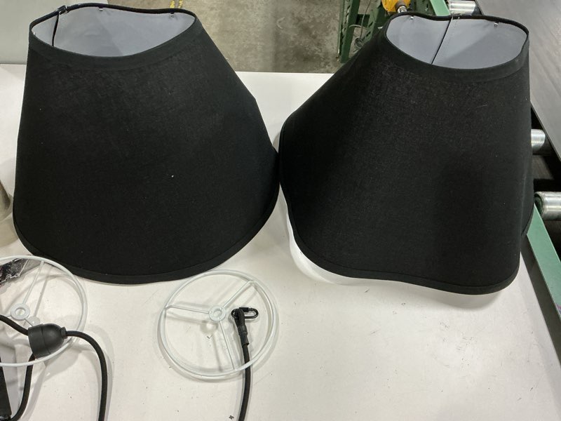 Condition photo showing As Is for black lamp shades set of 2, 6" top x 16" bottom x 10.8" high, empire large lamp shades replacement f