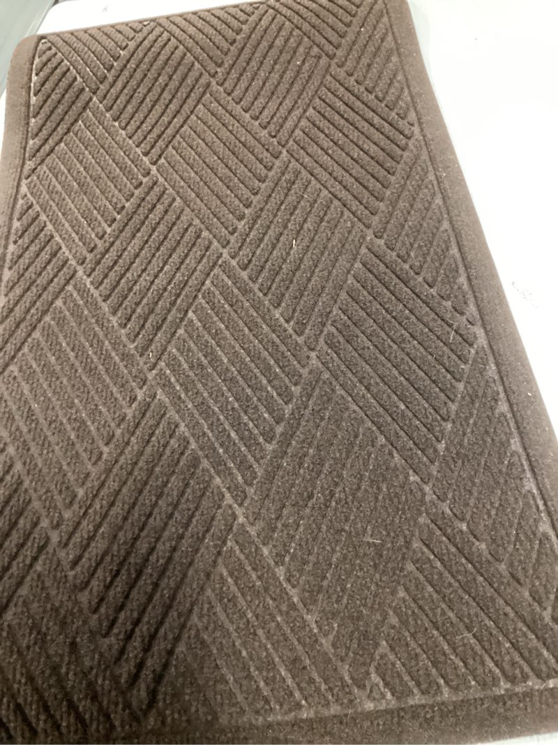 Condition photo showing Good Condition for M+A Matting - 221520023 WaterHog Fashion Diamond-Pattern Commercial Grade Entrance Mat, Indoor/Outdoor Medium Brown Floor Mat Dark Brown by 17x30 inch Dark Brown