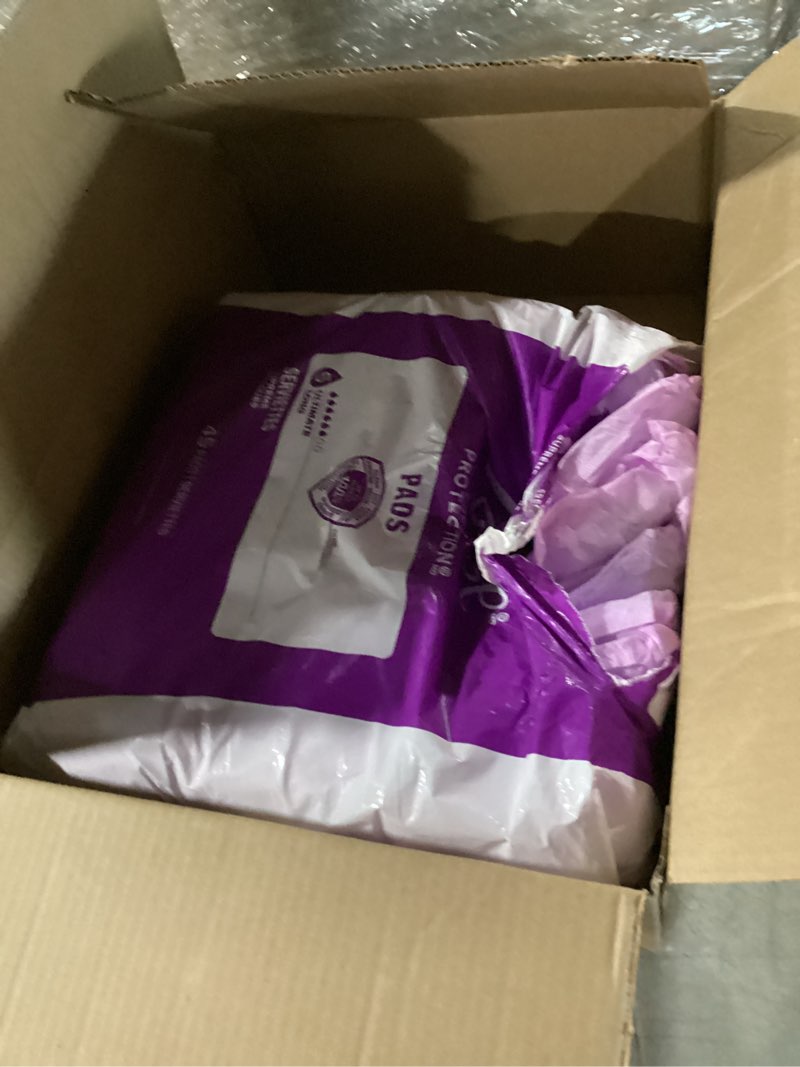 Condition photo showing As Is for poise ultra thin incontinence pads & postpartum pads for bladder leaks, 6 drop ultimate absorbency, long length, 78 count, packaging may vary