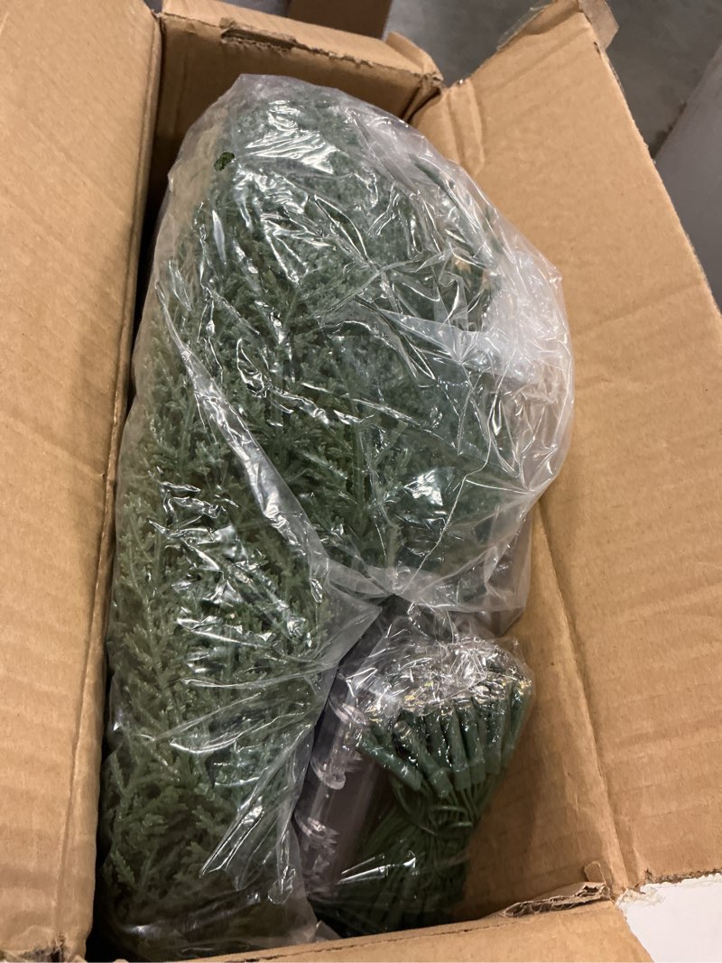 Condition photo showing Good Condition for christmas cedar garland realistic with lights - cypress decorations 12ft for mantle lighted faux pine garlands for xmas home decoration indoor stairs railing fireplace 12 ft outdoor prelit door decor 12 ft 1