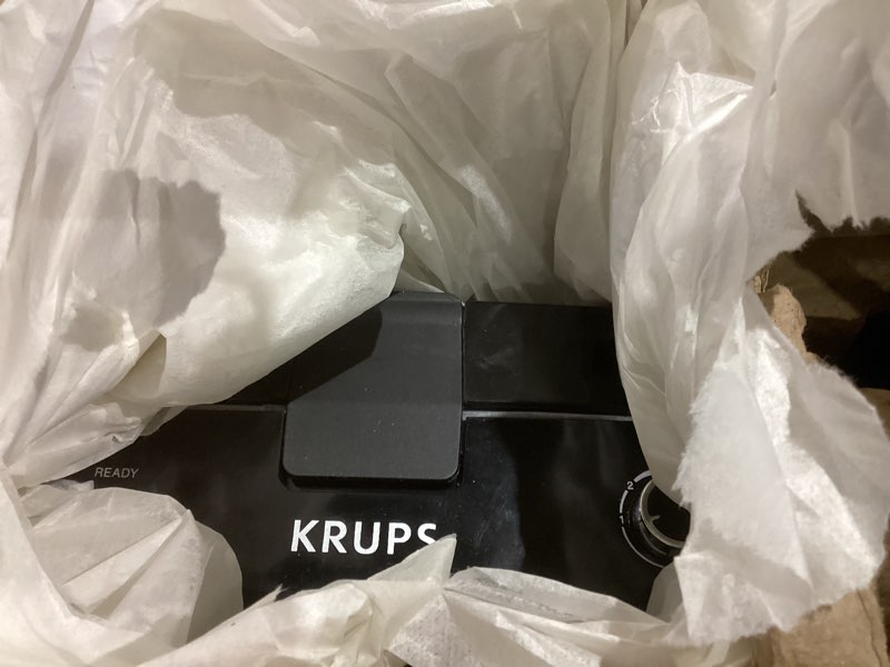 Condition photo showing Good Condition for KRUPS 4-Slice Belgian Waffle Maker: Stainless Steel, 5 Browning Levels, Audible Ready Beep, Removable Plates, 1200W, Silver/Black, Large Waffle Maker Family Size, Great for Family Breakfasts