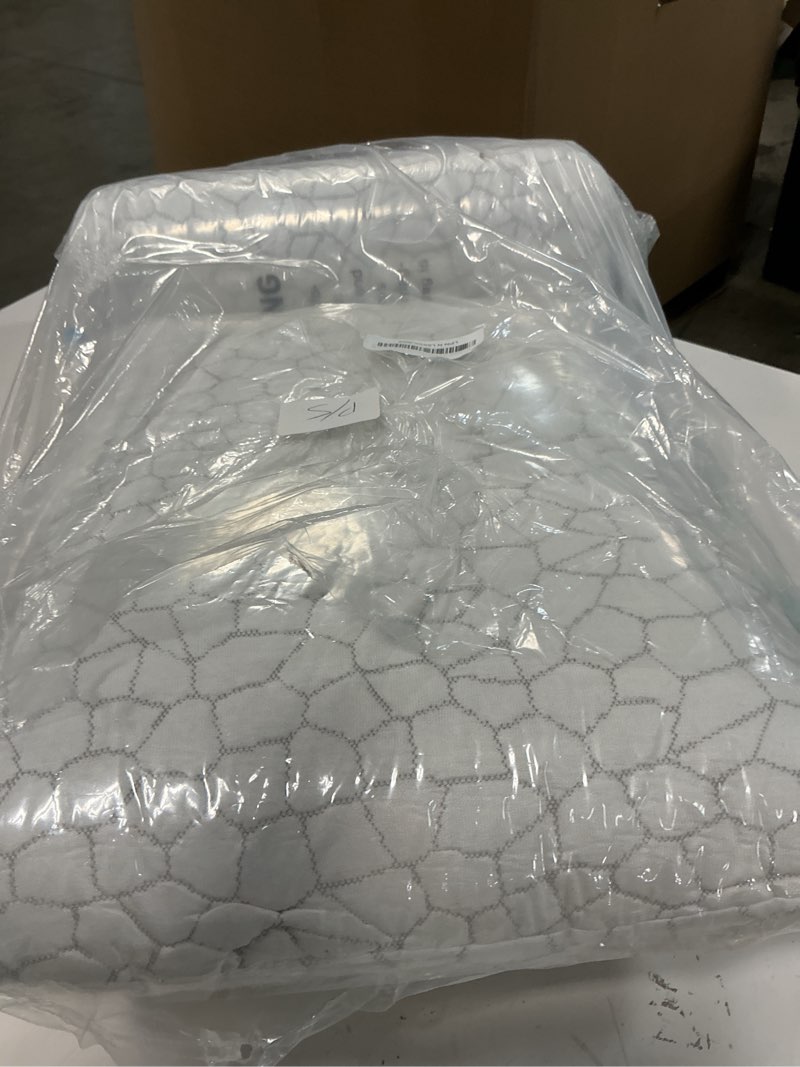 Condition photo showing As Is for OMEO 2 Pack Lavender Cooling Memory Foam Bed Rest Pillows, Ventilated Memory Foam Cooling Pillow for Stomach, Back and Side Sleeper Support, Washable Removable Cover Sleeping Pillows, 28" x 16" 2 Pack Queen