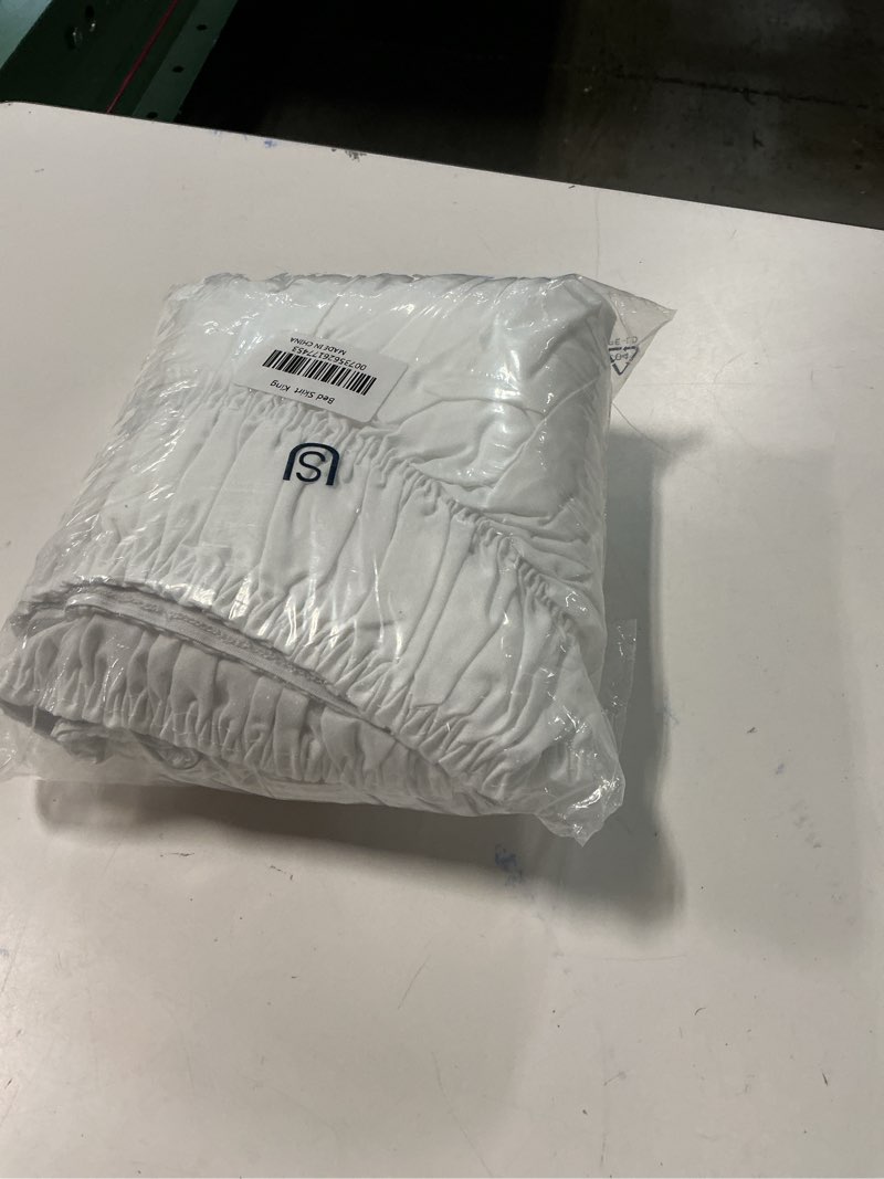 Condition photo showing New/Like New for subrtex elastic wrap around bed skirt dust ruffle smooth soft bed frame cover 15-inch drop (king  white)