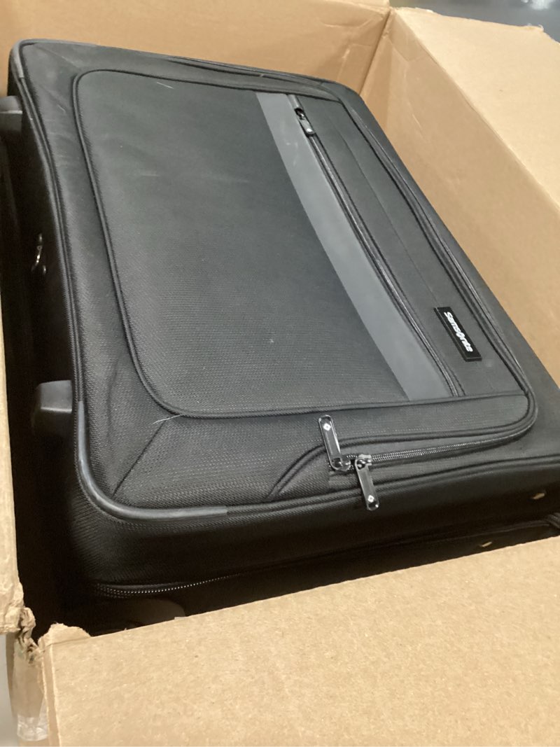 Condition photo showing As Is for Samsonite Ascella 3.0 Softside Expandable Luggage with Spinner Wheels, 2W Garment Bag, Black 2 Wheel Garment Bag Black