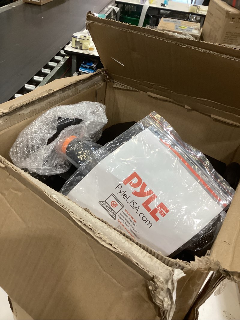 Condition photo showing New/Like New for pyle portable bluetooth pa speaker - 580w 8” rechargeable outdoor bt karaoke audio system - tws, disco party lights, led display, fm/aux/mp3/usb/sd, 6.5mm in, trolley, wheels - wireless mic, remote new black