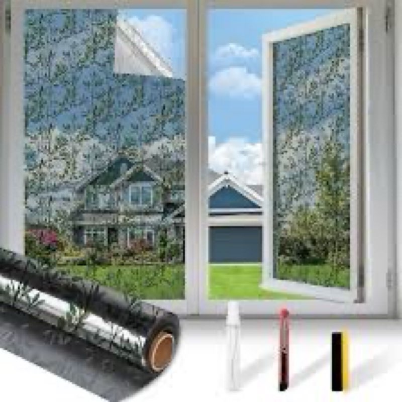 Countewol Upgraded Window Privacy Film One Way Daytime Privacy Static Cling Sun Blocking Anti UV Ref