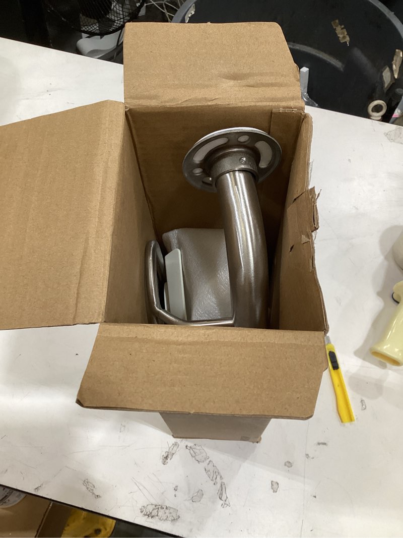 Condition photo showing As Is for moen home care bathroom safety 16 inch handicap grab bar for bathtub and shower with storage shelf, elderly assistance product, brushed nickel, r2356dbn brushed nickel grab bar