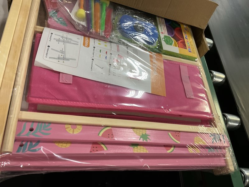 Condition photo showing New/Like New for joyooss art easel for kids easel for toddlers,adjustable standing wooden easels kids whiteboard & chalk board kids dry erase board,art easel for kids easel for toddlers 2-4 years pink art easel