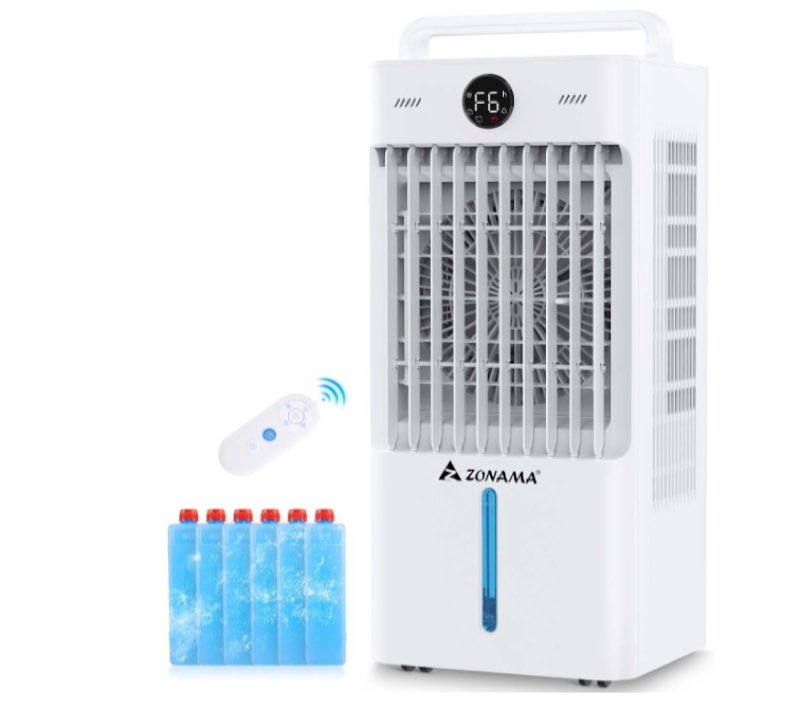 swamp cooler, 3-in-1 evaporative air cooler with display & remote, windowless portable air conditioners with ice cooling, 12h timer, 6 speeds, 60° oscillation, air cooler fan for home office