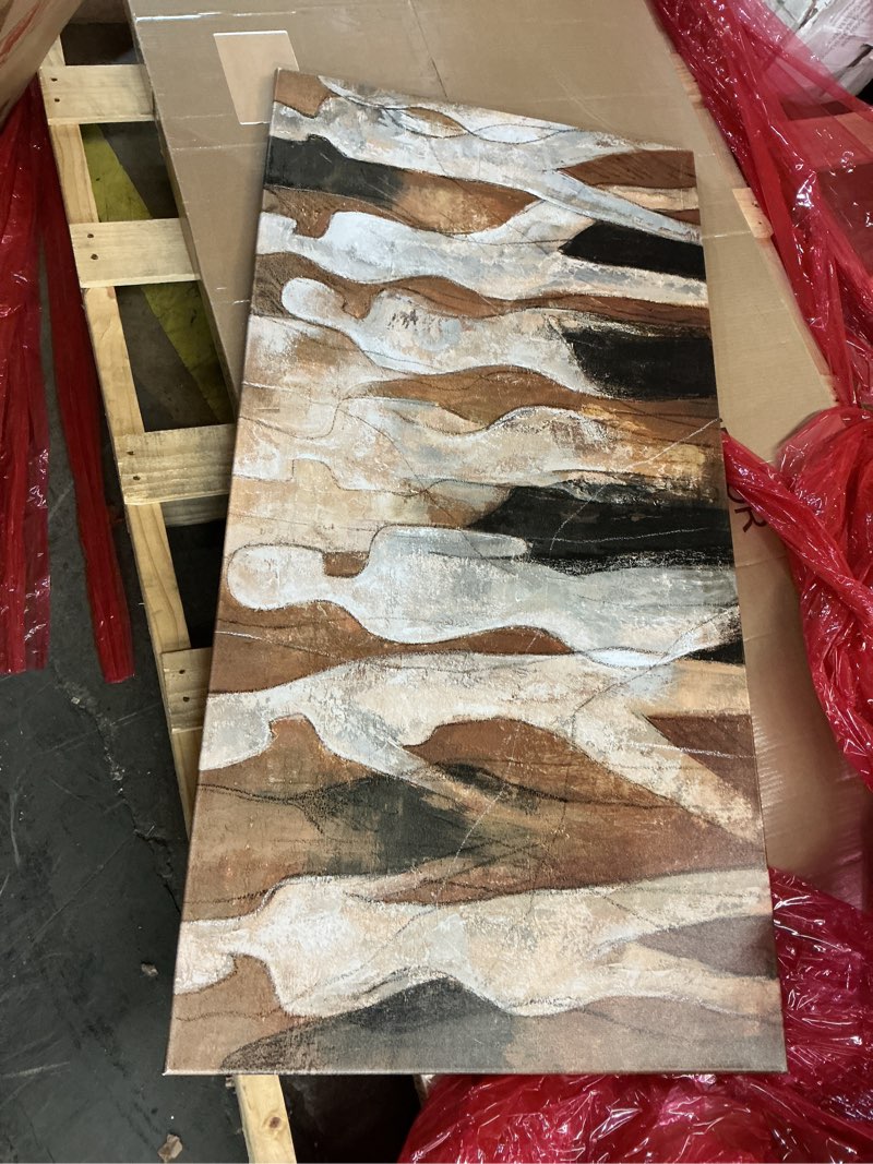 Condition photo showing As Is for Line Framed Wall Art Figure Wall Prints Contemporary Hanging Wall Decor 32"x70" Large Artwork for Living Room Office Decorations 70"L x 32"W Brown