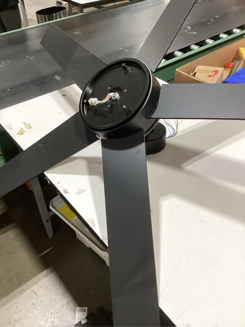 Condition photo showing As Is for harbor breeze crestwell 52-in matte black with mocha/cocoa blades led flush mount ceiling