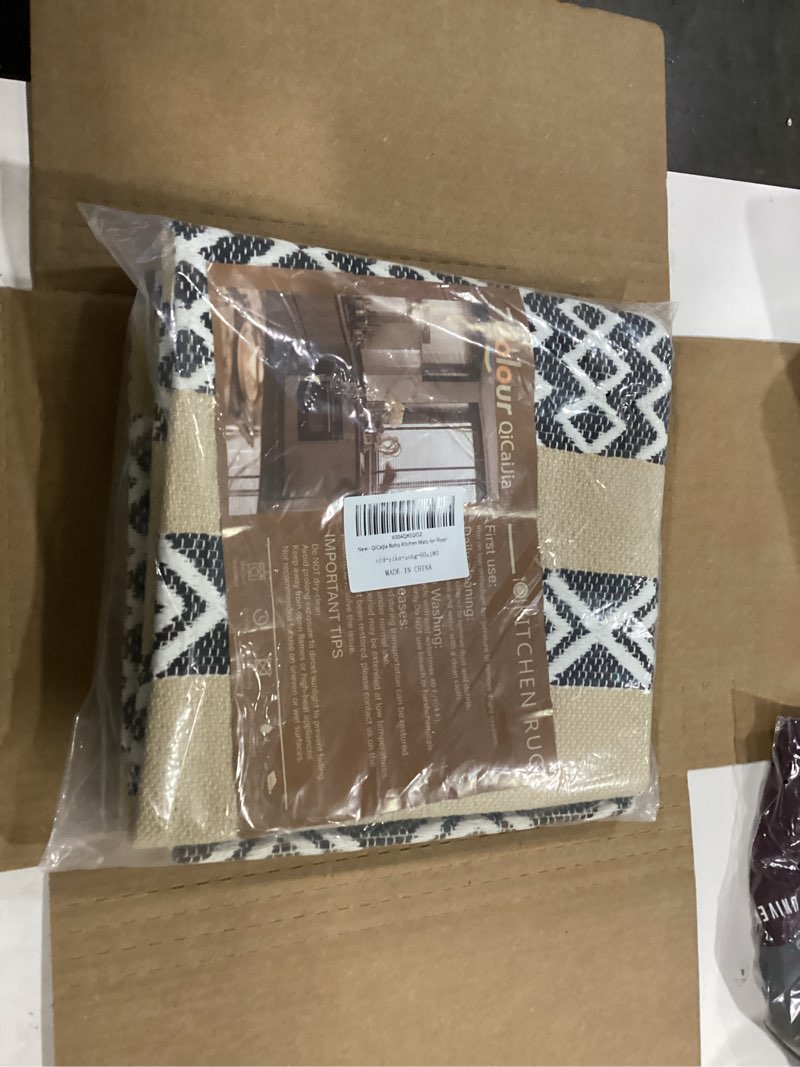 Condition photo showing Good Condition for Hallway Runner Rug 2x5, Washable Kitchen Runners Non Slip, Ultra Thin Entryway Floor Mat Fit Under Door, Soft Low Pile Cotton Boho Carpet for Laundry Outdoor Bedroom Brown/Boho 2' x 5'