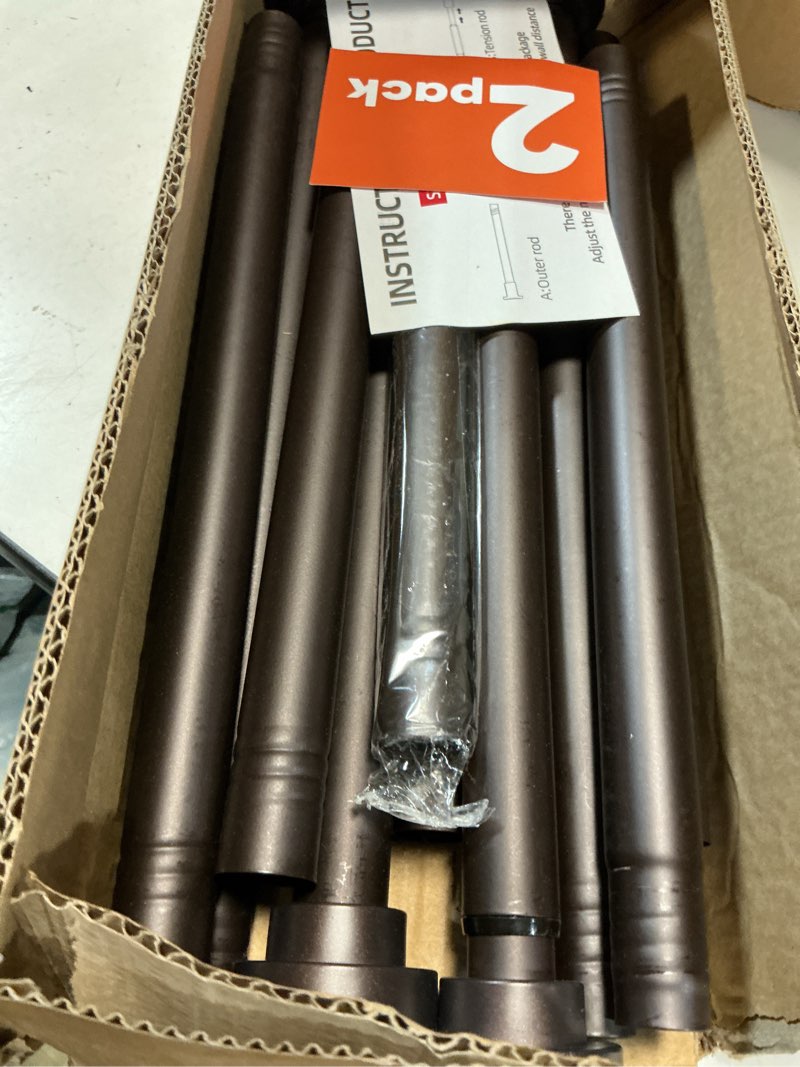 Condition photo showing Good Condition for starlatta 2 pack shower curtain rods:43-80 inch no drilling tension rods, 1" diameter heavy duty adjustable, stainless steel rust-proof spring anti-slip curtain rod for bathroom (brown,80'') brown 43''-80''