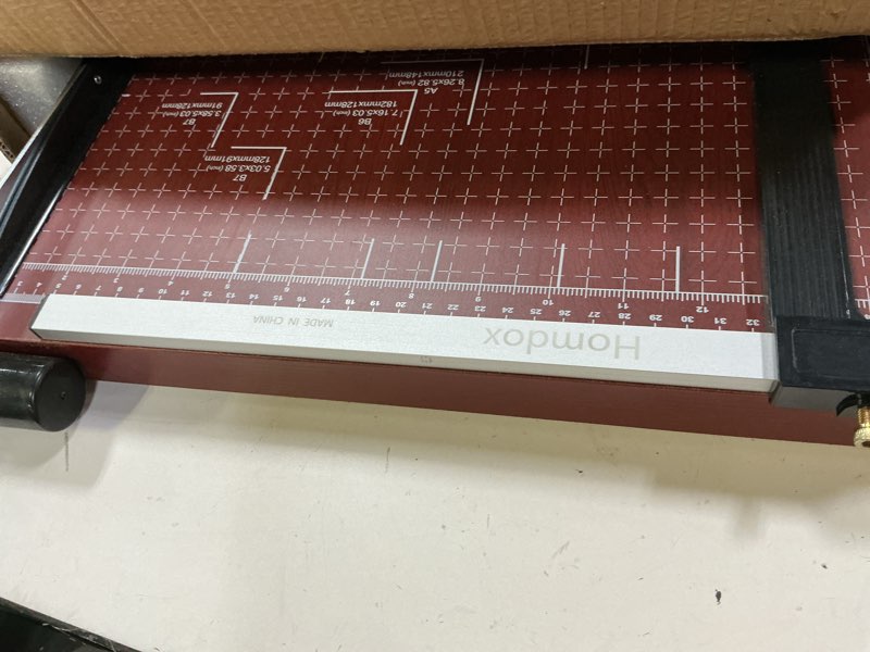 Condition photo showing As Is for paper cutter heavy duty 18" cut length professional large paper cutter 12-sheet capacity guillotine paper cutter for cardstock, safety, efficience, wide use for office, school, home (a2-a7) 18-inch red