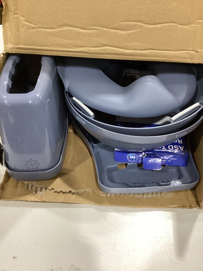 Condition photo showing As Is for ingenuity my size potty pro in blue, infant potty training toilet, lifelike flushing sound, for ages 18 months, up to 50 pounds