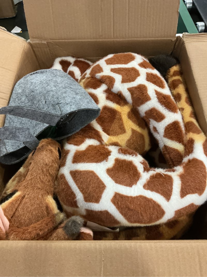 Condition photo showing Good Condition for 47” Large Giraffe Stuffed Animal Set, Giant Giraffe Plush Toys with Birds, Leaves, Basket, Tall Giraffe Toy Standing Lifelike, Gift for Kids Nursery Baby Shower Party