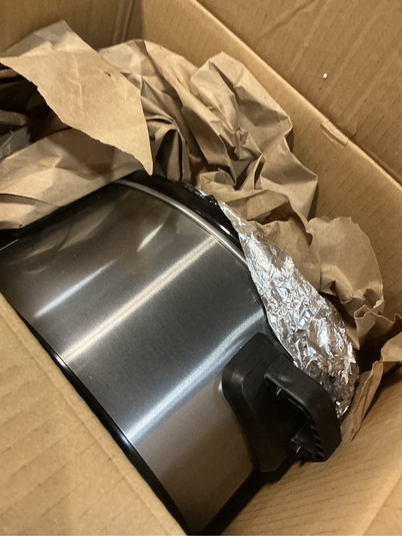 Condition photo showing As Is for Hamilton Beach 6-Quart Slow Cooker with 3 Cooking Settings, Dishwasher-Safe Stoneware Crock & Glass Lid, Silver (33665G) Silver 6 Quarts