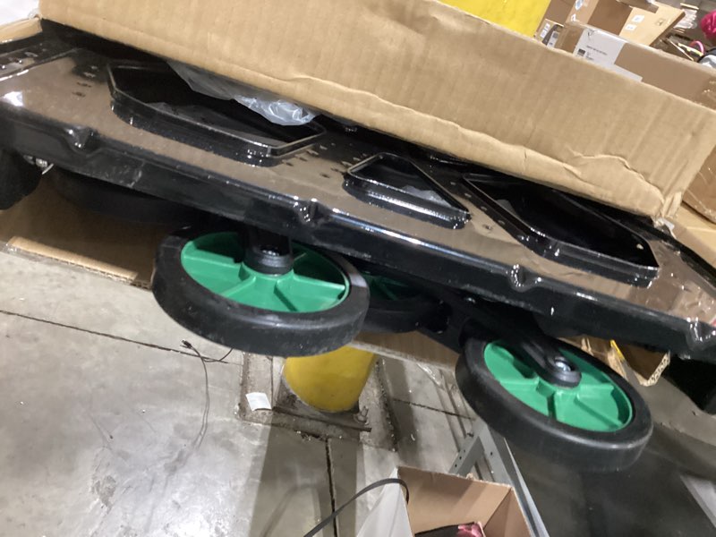 Condition photo showing Good Condition for heavy-duty 330lb capacity hand truck with stair-climbing wheels & one-touch retractable handle - q235 steel collapsible dolly cart, 4.2-inch triple wheels, elastic strap & sponge grip (green) green 330lbs