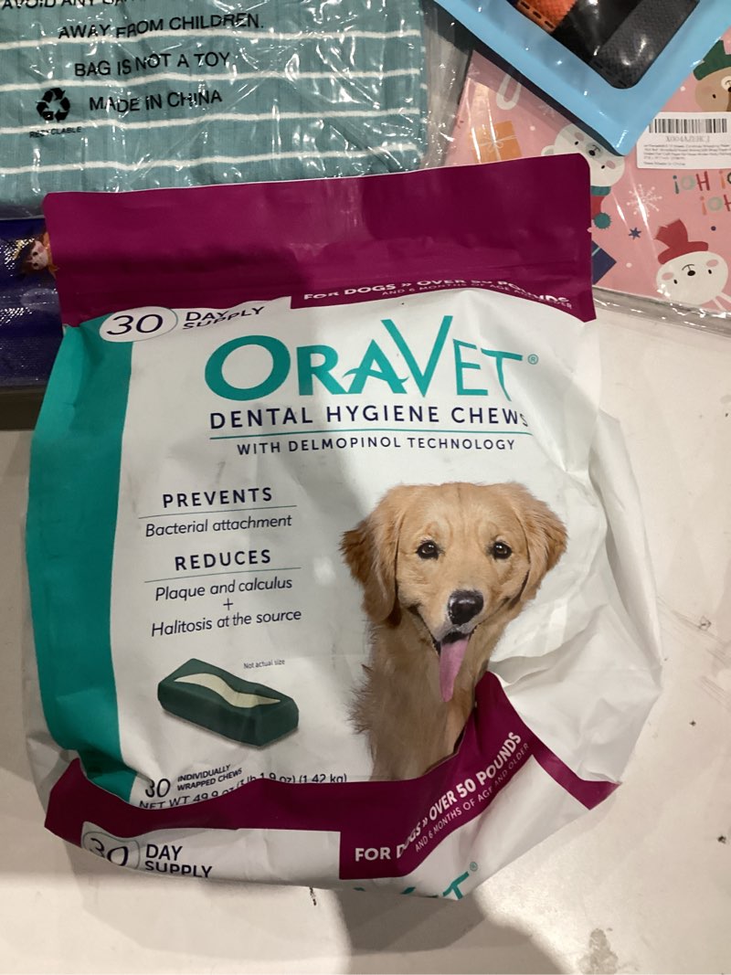 Condition photo showing New/Like New for ORAVET Dental Chews for Dogs, Oral Care and Hygiene Chews (Large Dogs, Over 50 lbs.) Pink Pouch, 30 Count (Pack of 1)
