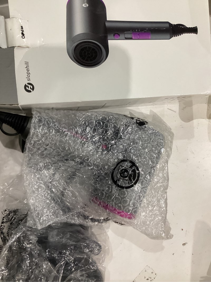 Condition photo showing Good Condition for slopehill Professional Ionic Hair Dryer, Powerful 1800W Fast Drying Low Noise Blow Dryer with 2 Concentrator Nozzle 1 Diffuser Attachments for Home Salon Travel Grey