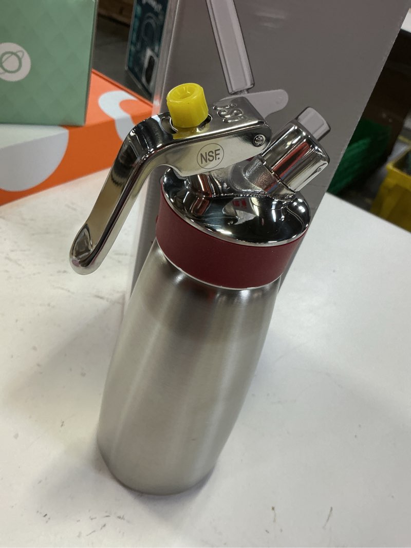 Condition photo showing Good Condition for isi gourmet whip (1 pint) - multifunctional food whipper for warm & cold application, stainless steel cream canister - includes 3 decorating tips, dishwasher safe - professional culinary tool