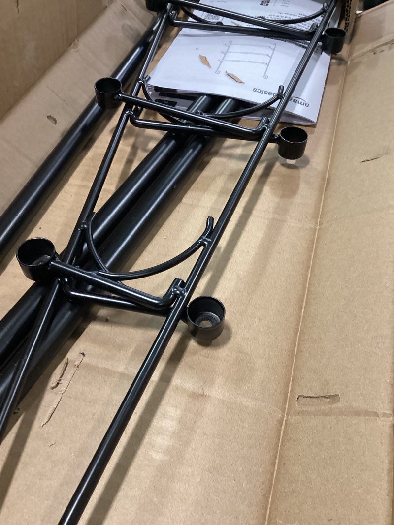 Condition photo showing As Is for Amazon Basics Over the Door Towel Rack with hooks, 19.3W x 6.6D x 24.8H inch, Black 19.3Wx6.6Dx24.8H inch Black