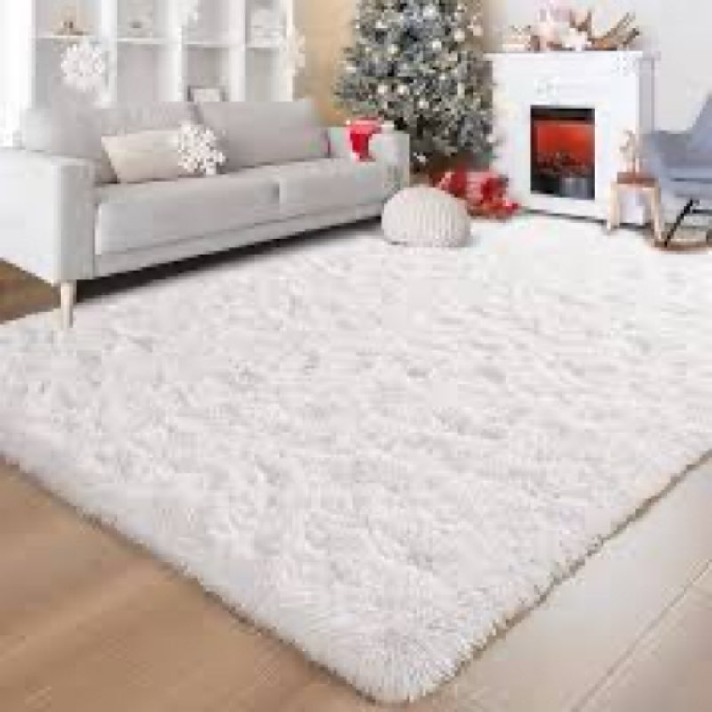 8x10 ft fluffy white rugs for living room soft fuzzy bedroom area rug non-slip shaggy carpet for nur