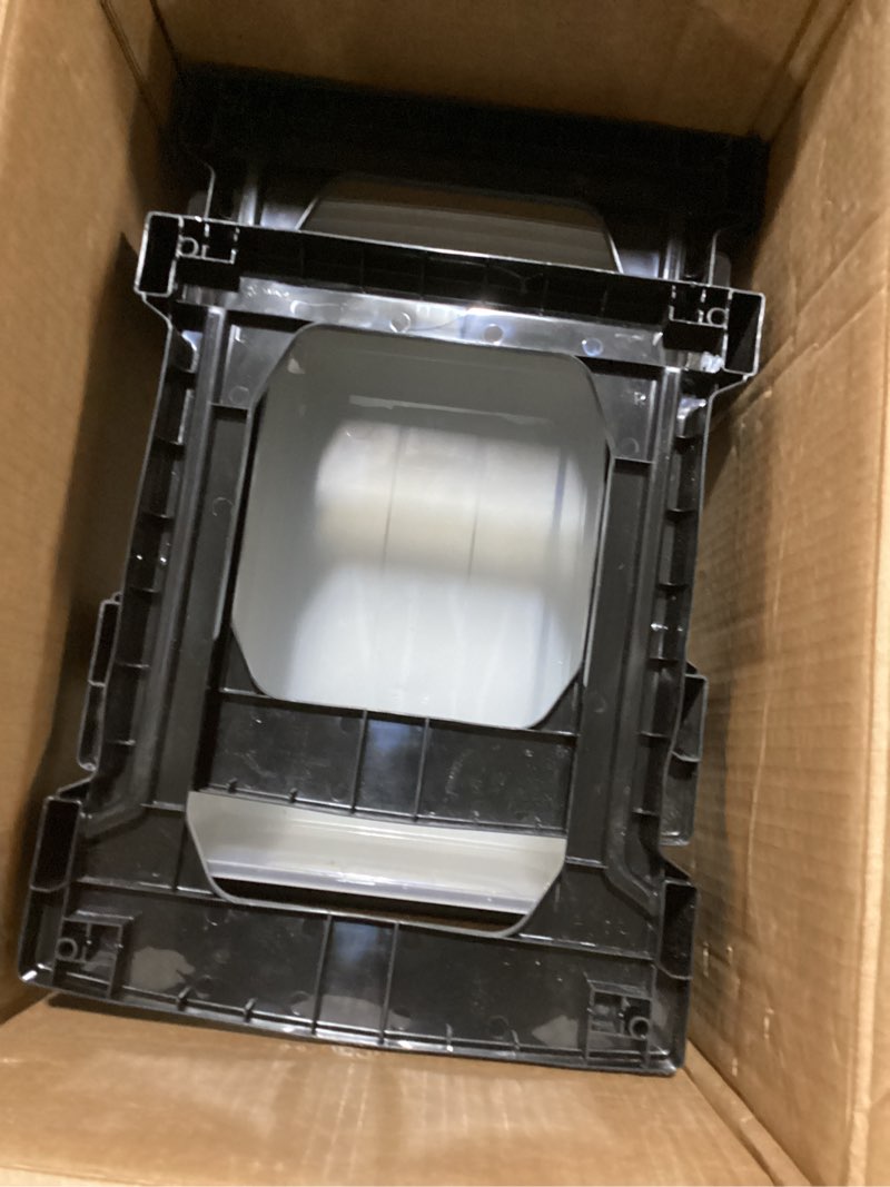 Condition photo showing As Is for (Missing frame for 1) IRIS USA Plastic Drawer Storage Organizer, 3-Drawers, 2-Pack, for Classroom Art Craft Supplies, Bathroom Bedroom, Laundry Room, Black/Clear 3 Drawer Black