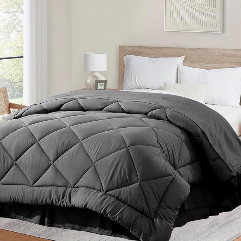 cozynight soft twin xl comforter duvet insert-lightweight down alternative comforter with corner tabs-fluffy breathable machine washable diamond stitching (dark gray,68"x92")