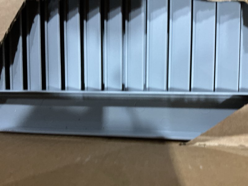 Condition photo showing Good Condition for Builders Edge 14.5 in. W x 74 in. H, Custom Cathedral Top Center Mullion, Open Louver Shutters, Incl