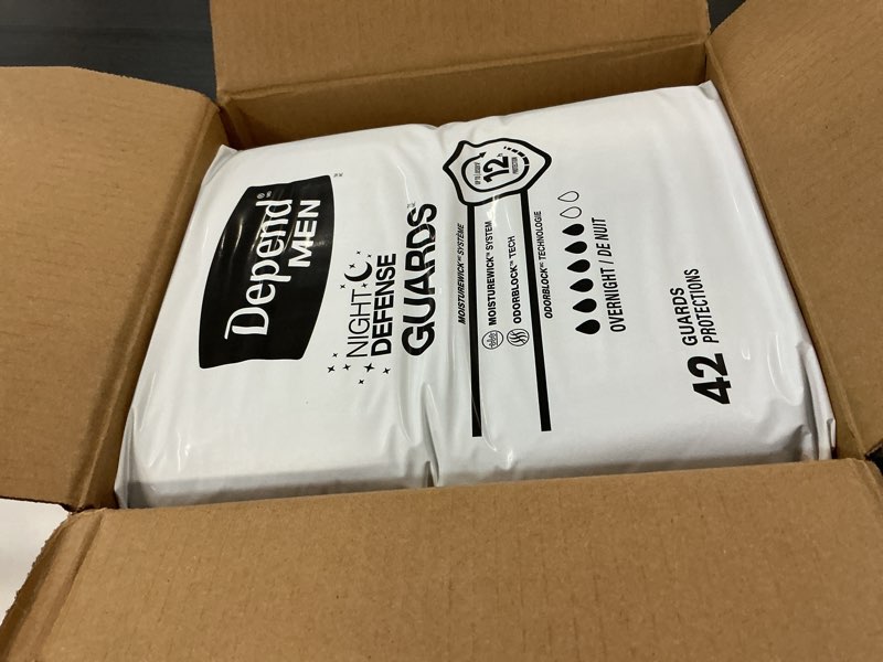 Condition photo showing Good Condition for depend guards incontinence pads for men, overnight absorbency, 84 count, packaging may vary