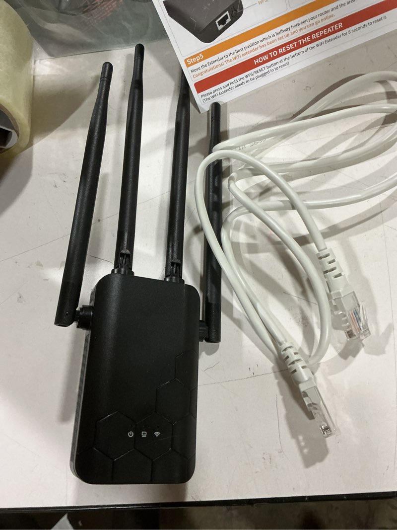 Condition photo showing As Is for 2026 wifi extender internet booster, 10000 sq.ft long range repeater wireless routers amplifier, mesh wi-fi 80% faster | broader than ever, support more network devices at home, 1-tap setup black