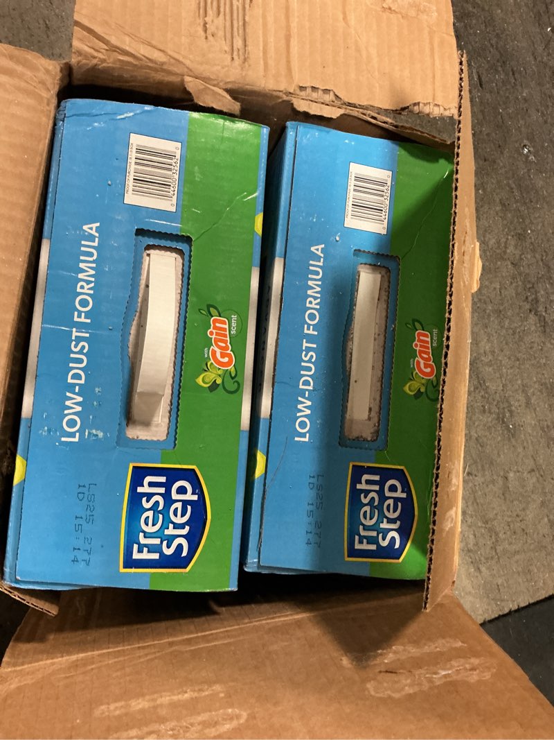 Condition photo showing New/Like New for Fresh Step Advanced Clumping Litter with Febreze Freshness with Gain Scent, Fights Odor on Contact, 37 lbs. (2 x 18.5 lb. Box) (Package May Vary)