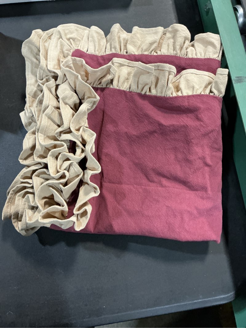 Condition photo showing Good Condition for patdrea vintage red linen throw pillow covers,set of 2,22"x22"-kubum | decorative pillow cover for couch living room bedroom sofa,rustic farmhouse design,solid pillow case with ruffled coomburg rose 22" x 22" (pack of 2)